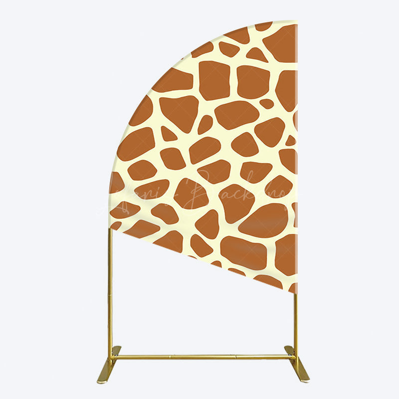 Lofaris Yellow Brown Leopard Print Happy Birthday Half Moon Arch Backdrop