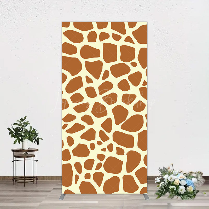 Lofaris Yellow Brown Leopard Print Happy Birthday Rectangle Backdrop