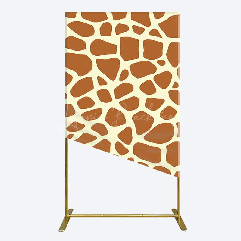 Lofaris Yellow Brown Leopard Print Happy Birthday Rectangle Backdrop