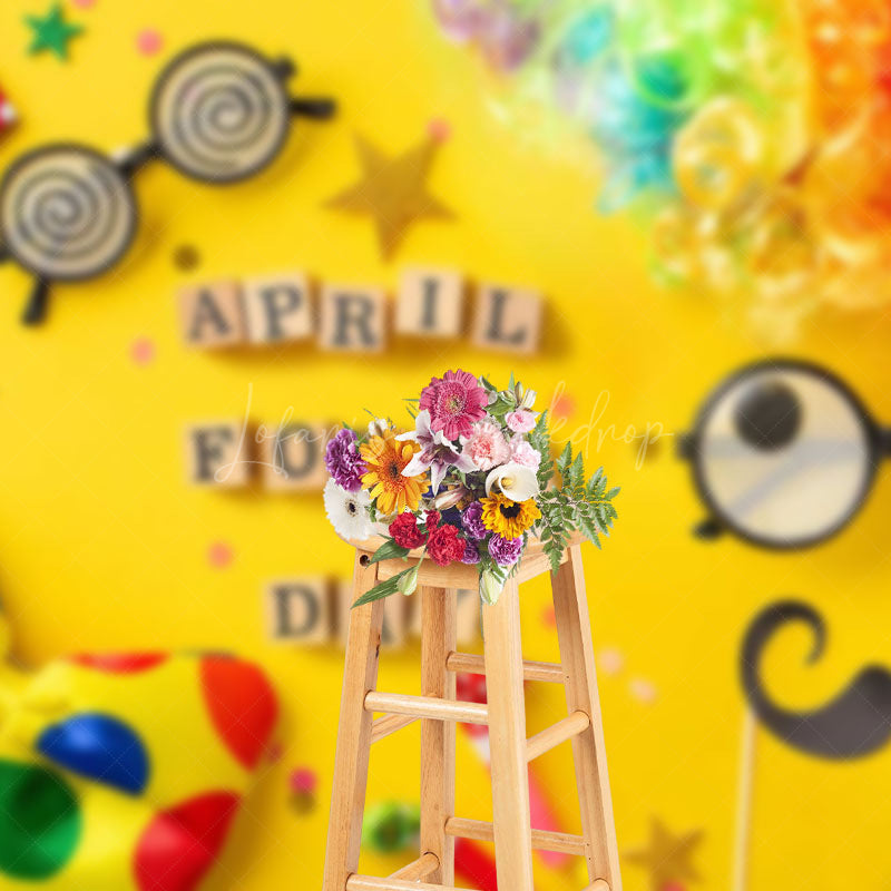 Lofaris Yellow Clown Bow Tie Glasses April Fools Day Backdrop