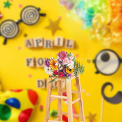 Lofaris Yellow Clown Bow Tie Glasses April Fools Day Backdrop