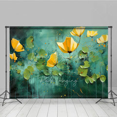 Lofaris Yellow Flower Fine Art Backdrop Teal Green Abstract Pond Oil Painting Style Background Artistic Photography