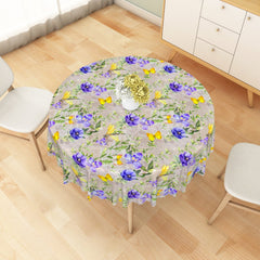 Lofaris Yellow Flowers Plants Butterfly Accent Tablecloth