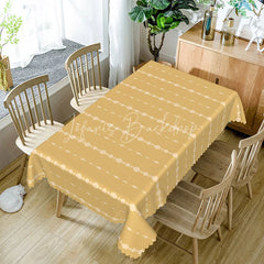 Lofaris Yellow Geometric Diamond Rectangle Tablecloth Modern White Chain Pattern Cover Bright Kitchen Dining Decor