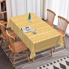 Lofaris Yellow Geometric Diamond Rectangle Tablecloth Modern White Chain Pattern Cover Bright Kitchen Dining Decor