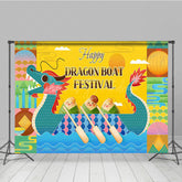 Lofaris Yellow Green Happy Dragon Boat Festival Backdrop