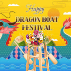 Lofaris Yellow Green Happy Dragon Boat Festival Backdrop