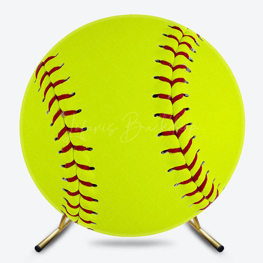 Lofaris Yellow-Green Tennis Softball Round Birthday Backdrop