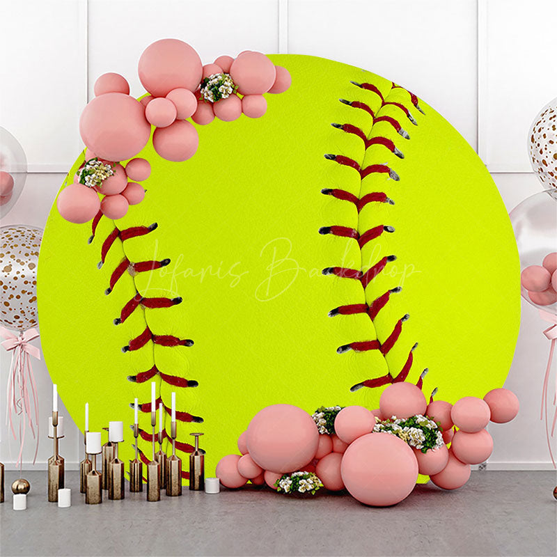 Lofaris Yellow-Green Tennis Softball Round Birthday Backdrop