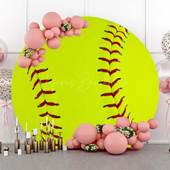 Lofaris Yellow-Green Tennis Softball Round Birthday Backdrop