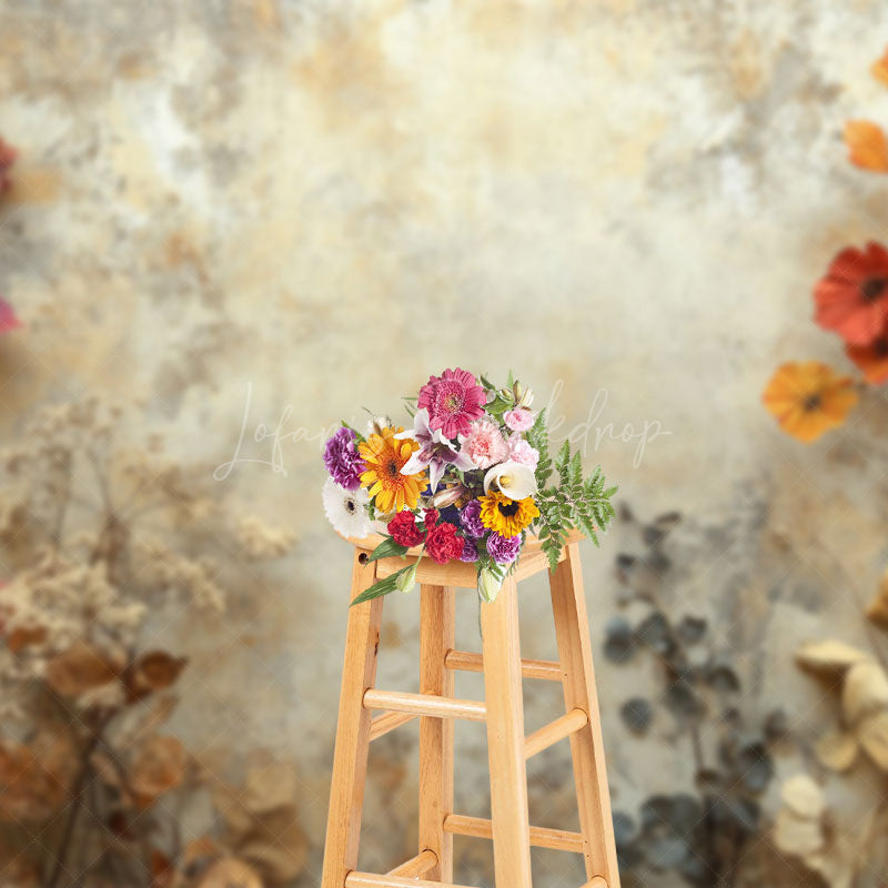 Lofaris Yellow Grey Retro Wall Dried Flower Photo Backdrop