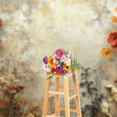 Lofaris Yellow Grey Retro Wall Dried Flower Photo Backdrop