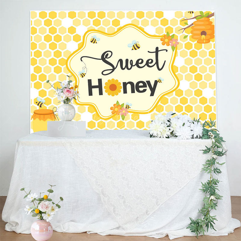 Lofaris Yellow Honeycomb Bee Sweet Honey Birthday Backdrop