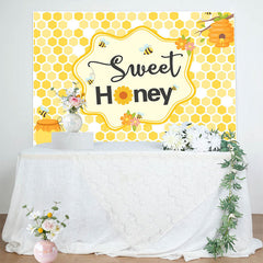Lofaris Yellow Honeycomb Bee Sweet Honey Birthday Backdrop