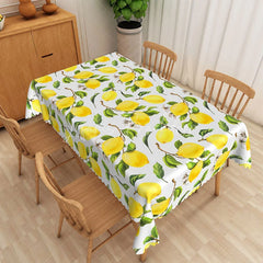 Lofaris Yellow Lemon and Green Leaves Rectangle Tablecloth Fresh Summer Fruit Citrus Kitchen Dining Table Cover Decor