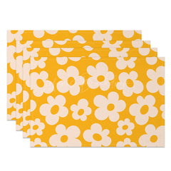Lofaris Yellow Pink Daisy Floral Dining Set of 4 Placemats