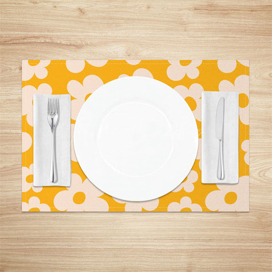 Lofaris Yellow Pink Daisy Floral Dining Set of 4 Placemats