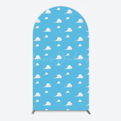 Lofaris Yellow Plaid Blue Sky Cow Birthday Arch Backdrop