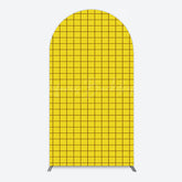 Lofaris Yellow Plaid Blue Sky Cow Birthday Arch Backdrop