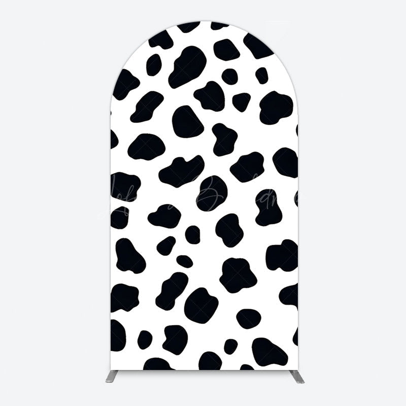 Lofaris Yellow Plaid Blue Sky Cow Birthday Arch Backdrop