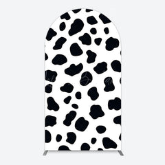 Lofaris Yellow Plaid Blue Sky Cow Birthday Arch Backdrop