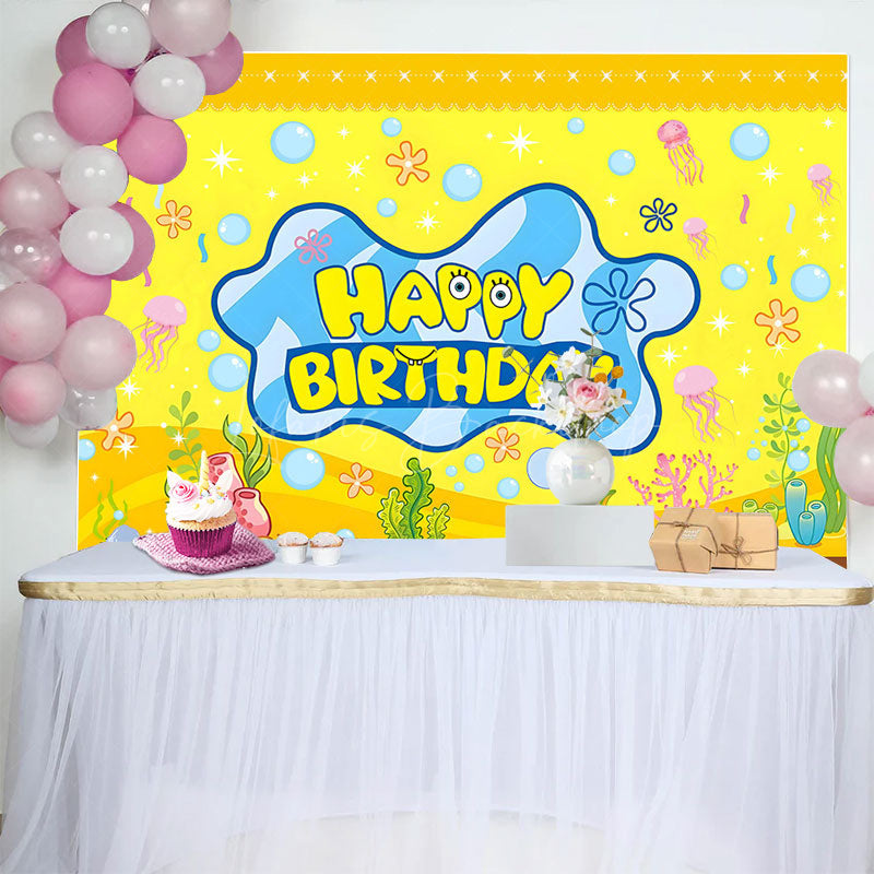 Lofaris Yellow Undersea Sponge Bubbles Birthday Backdrop