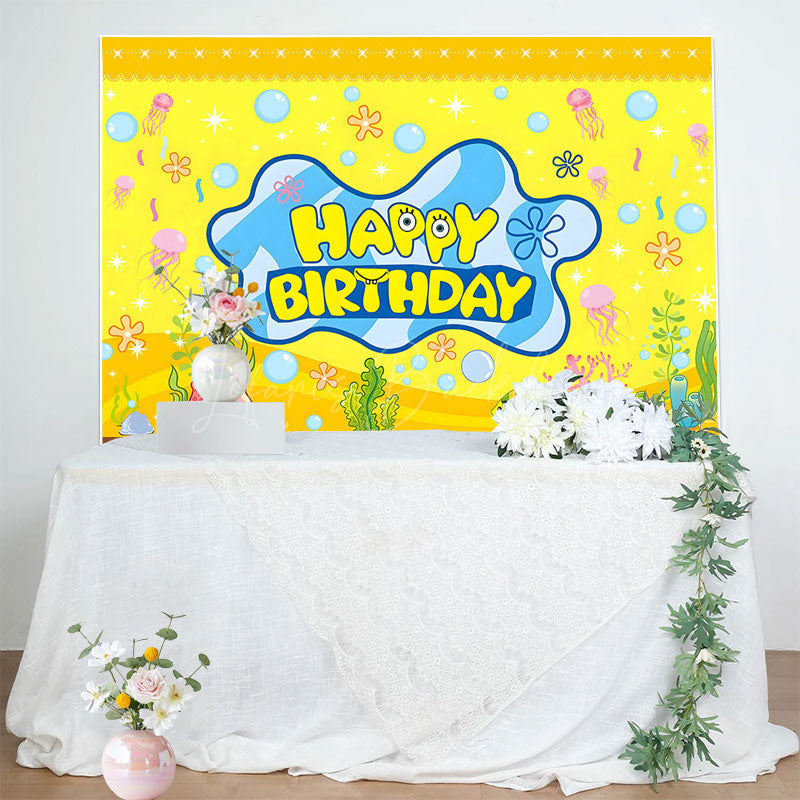 Lofaris Yellow Undersea Sponge Bubbles Birthday Backdrop