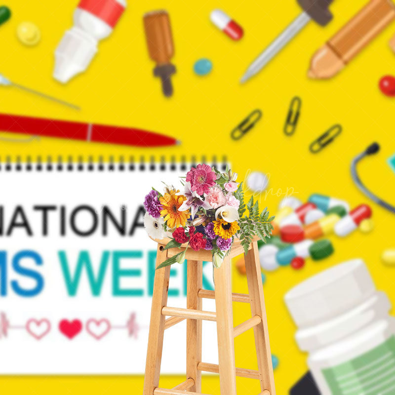 Lofaris Yellow White Calendar National EMS Week Backdrop