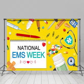 Lofaris Yellow White Calendar National EMS Week Backdrop