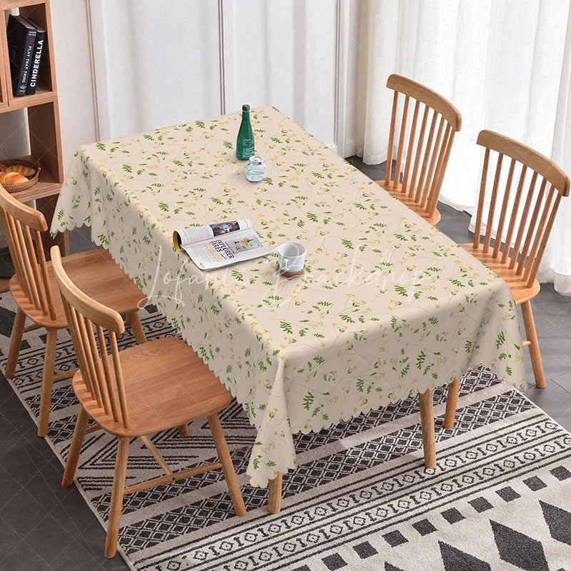 Lofaris Yellow Wildflower Rectangle Tablecloth Small Herb Plant Floral Pattern Cover Spring Summer Kitchen Decoration