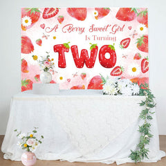 Lofaris You Are Two Sweet Strawberry Girl Birthday Backdrop