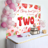 Lofaris You Are Two Sweet Strawberry Girl Birthday Backdrop
