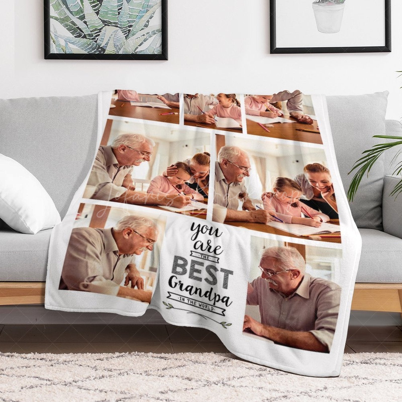 Lofaris You Best Grandpa In The World Custom Photo Blanket