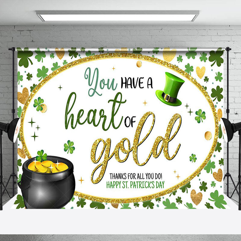 Lofaris You Have A Heart Of Gold Clover Thank Backdrop