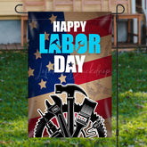 Lofaris Lofris Black Repair Tools Retro Happy Labor Day Garden Flag