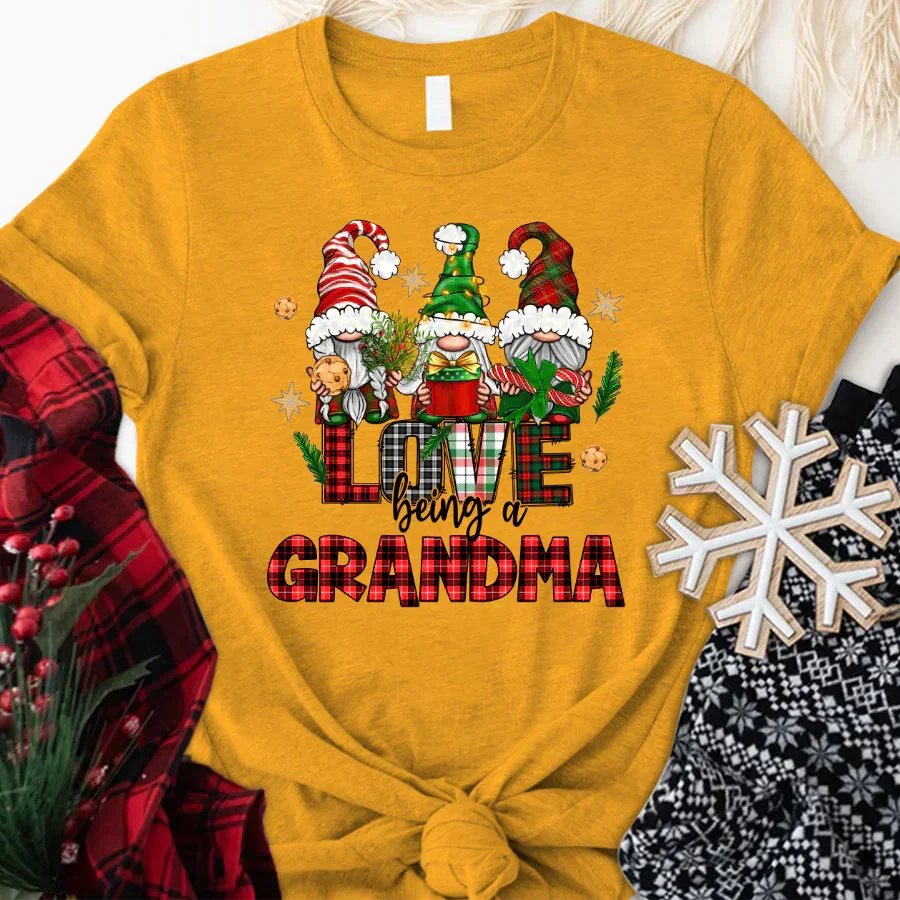 Lofaris Love Being Grandma Gnome Custom Christmas T-Shirt