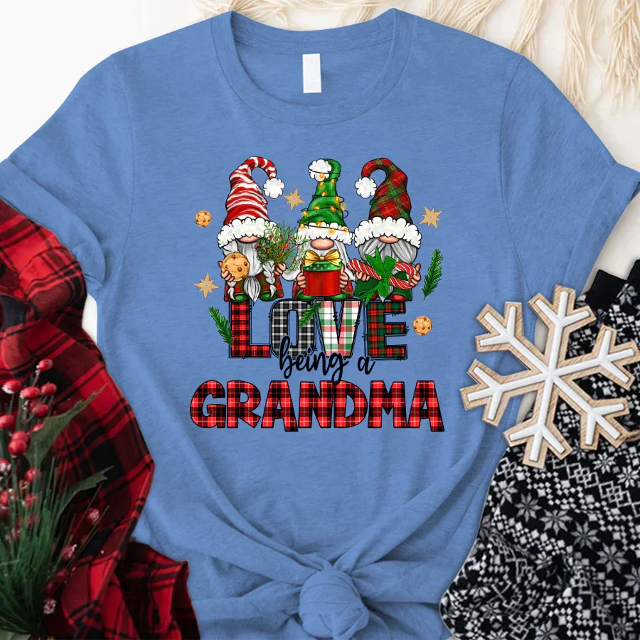 Lofaris Love Being Grandma Gnome Custom Christmas T-Shirt