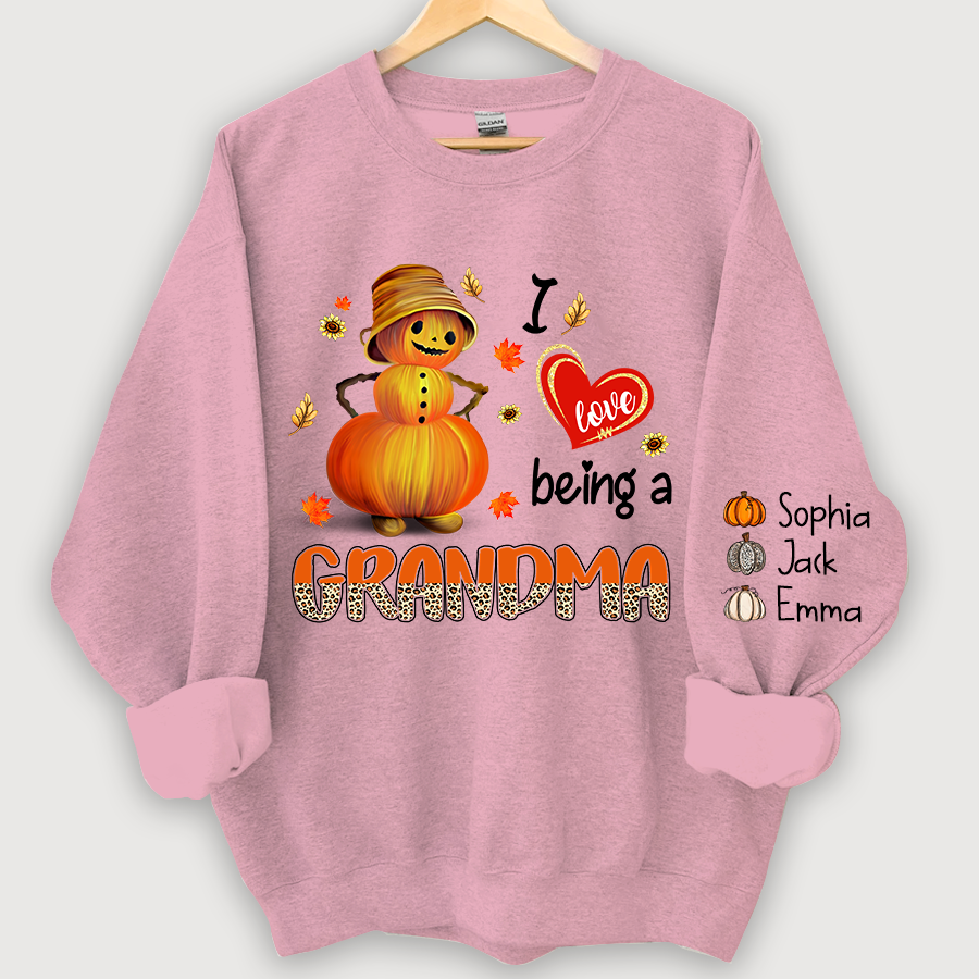 Lofaris I Love Being A Grandma Leopard Shirt Pumpkin Fall Personalized Autumn Sweatshirt