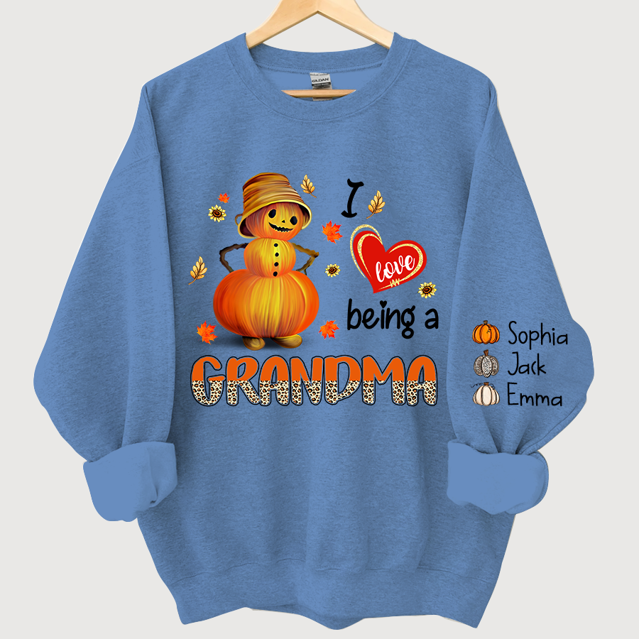 Lofaris I Love Being A Grandma Leopard Shirt Pumpkin Fall Personalized Autumn Sweatshirt