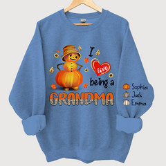 Lofaris I Love Being A Grandma Leopard Shirt Pumpkin Fall Personalized Autumn Sweatshirt
