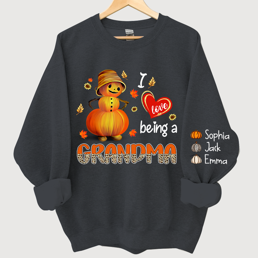 Lofaris I Love Being A Grandma Leopard Shirt Pumpkin Fall Personalized Autumn Sweatshirt