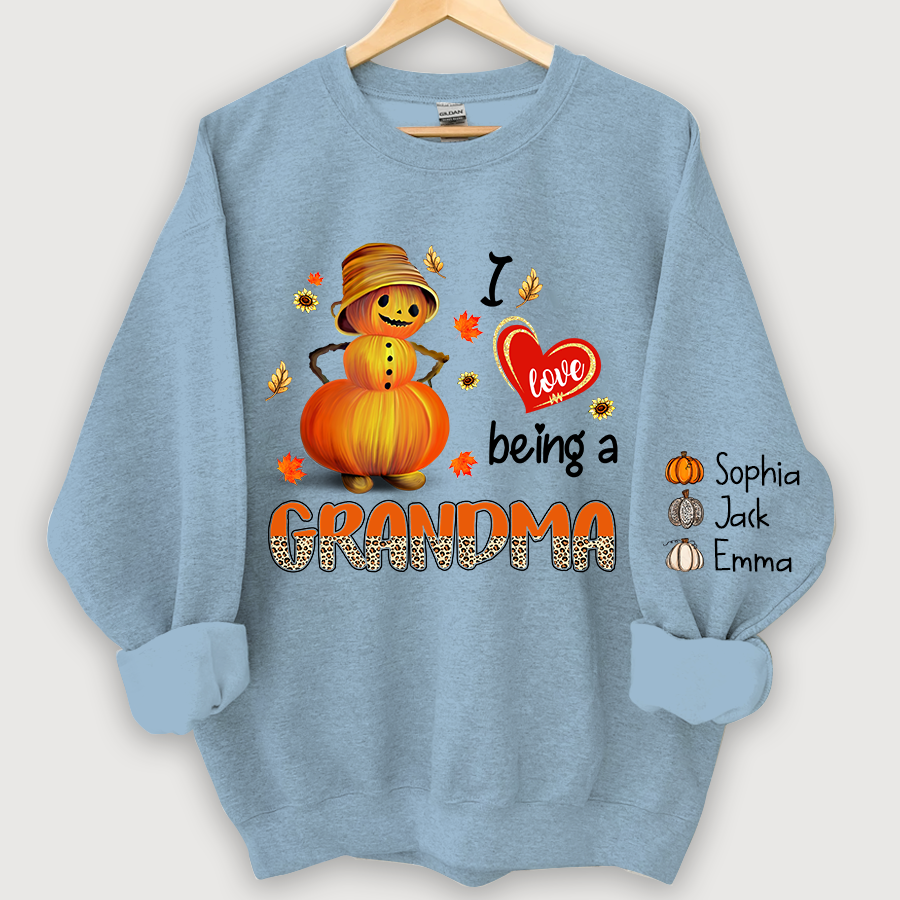 Lofaris I Love Being A Grandma Leopard Shirt Pumpkin Fall Personalized Autumn Sweatshirt