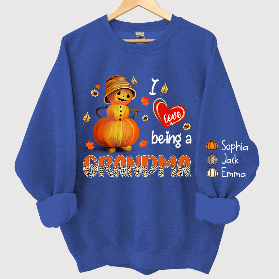 Lofaris I Love Being A Grandma Leopard Shirt Pumpkin Fall Personalized Autumn Sweatshirt