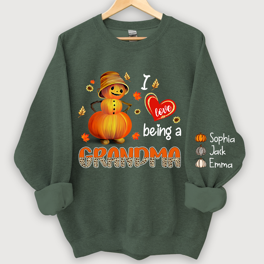 Lofaris I Love Being A Grandma Leopard Shirt Pumpkin Fall Personalized Autumn Sweatshirt