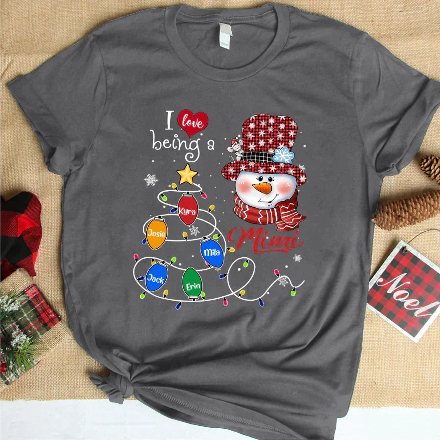 Lofaris Love Being Snowman Grandma Custom Christmas T-Shirt