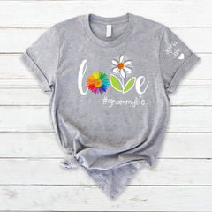 Lofaris Love Flower Grandma Life Kids Name Custom T - Shirt