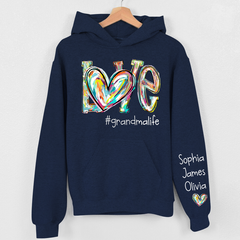 Lofaris Love Grandma Heart Life Color Clipart Custom Hoodie