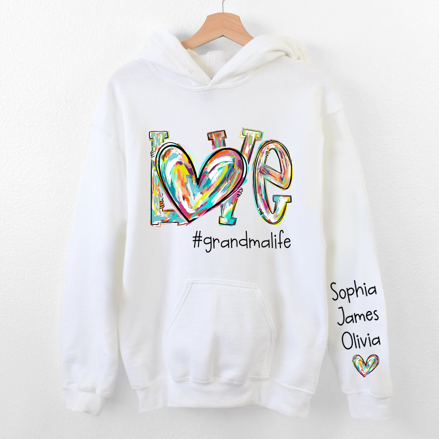 Lofaris Love Grandma Heart Life Color Clipart Custom Hoodie