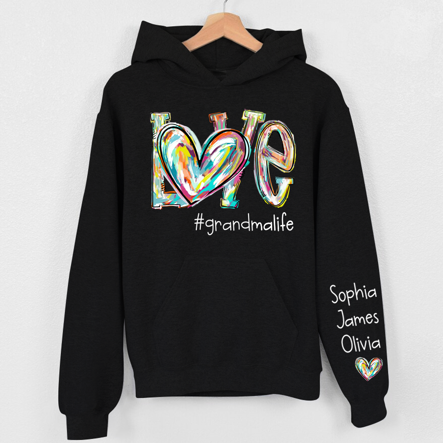 Lofaris Love Grandma Heart Life Color Clipart Custom Hoodie