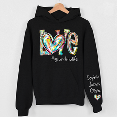Lofaris Love Grandma Heart Life Color Clipart Custom Hoodie